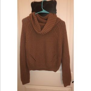 xs ruffled turtleneck type brownish sweater